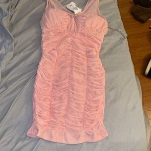 Sz S pink mesh mini dress